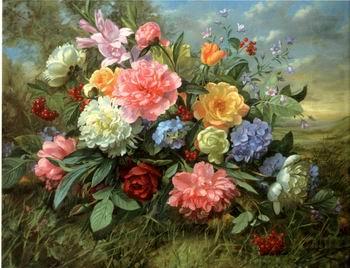 Floral, beautiful classical still life of flowers.082, unknow artist